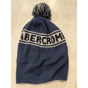 Abercrombie & Fitch Cuffed Pom Beanie Spellout Logo Winter Hat Unisex Ski